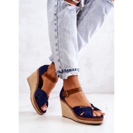 Sandalias Mujer Con Cuña Big Star JJ274938 Azul Marino 3