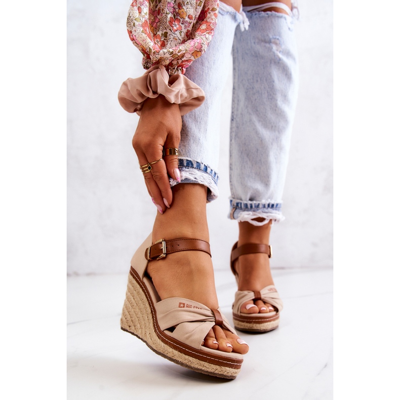 Sandalias Mujer Con Cuña Big Star JJ274939 Beige marrón 2