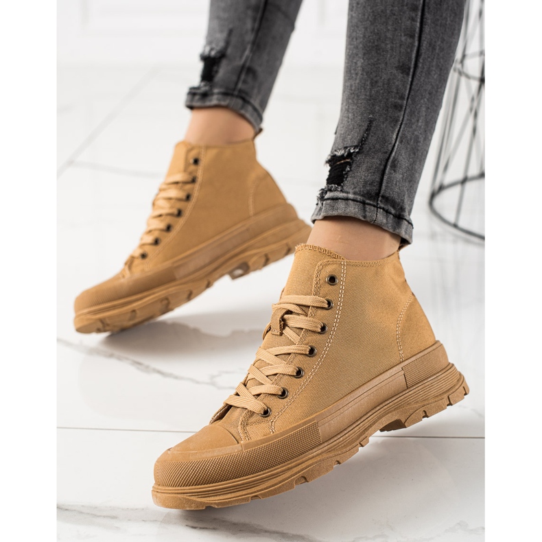 Forever Folie Zapatillas camel en la plataforma marrón 1 Forever Folie Zapatillas camel en la plataforma marrón 1