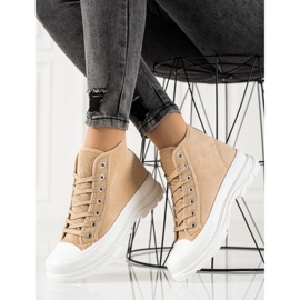 Sweet Shoes Zapatillas de ante altas beige marrón 1
