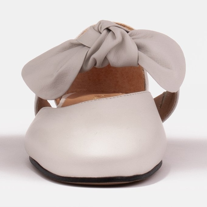 Marco Shoes Bailarinas con lazo de piel flor blanco 1