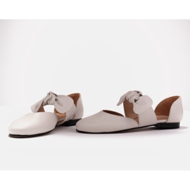 Marco Shoes Bailarinas con lazo de piel flor blanco 2