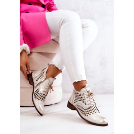 Botas Piel Caladas Nicole 2704/004 Blanco y Oro 6