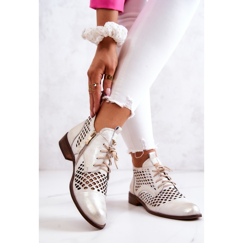 Botas Piel Caladas Nicole 2704/004 Blanco y Oro 2