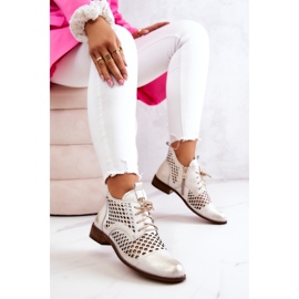 Botas Piel Caladas Nicole 2704/004 Blanco y Oro 5