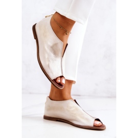 Zapatos de piel con cremallera Nicole 2718/004 Blanco y Oro 3