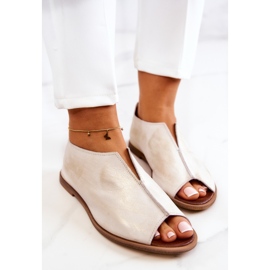 Zapatos de piel con cremallera Nicole 2718/004 Blanco y Oro 6