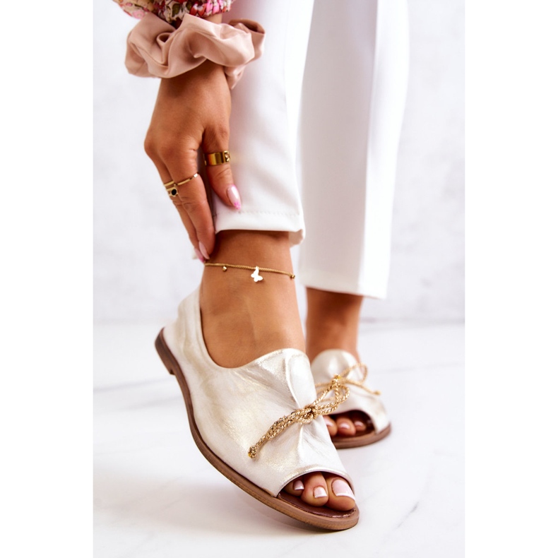 Bailarinas Mujer en Piel Nicole 2660/004 Blanco-Oro 1