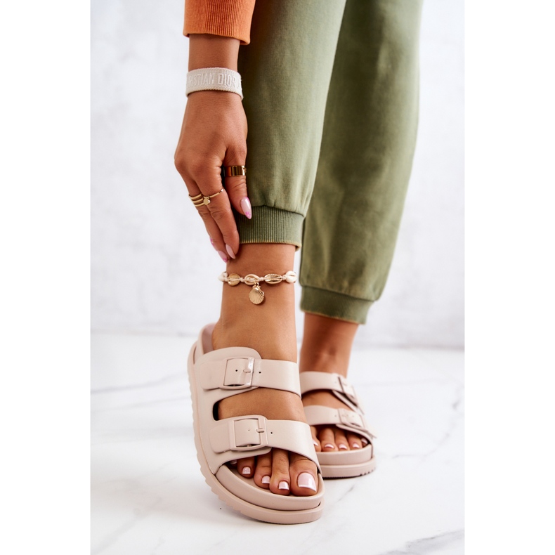 S.Barski Zapatillas De Goma Con Hebilla Beige Corina 2