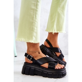 PE1 Sandalias De Cuero En La Plataforma Betti Negra negro 6