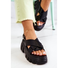 PE1 Sandalias De Cuero En La Plataforma Betti Negra negro 9