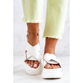 PE1 Sandalias De Cuero Con Plataforma Betti Blanco 3