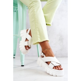 PE1 Sandalias De Cuero Con Plataforma Betti Blanco 7