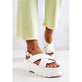 PE1 Sandalias De Cuero Con Plataforma Betti Blanco 4