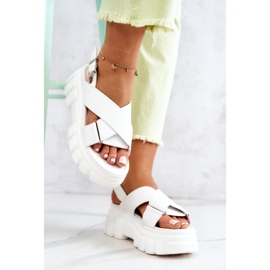 PE1 Sandalias De Cuero Con Plataforma Betti Blanco 6