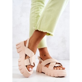 PE1 Sandalias De Cuero Sobre Una Plataforma Betti Beige Claro 3
