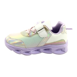 ADI Sports Shoes LED Glowing Velcro News 22DZ32-4837 Lila-Blanco violeta rosado plata 1