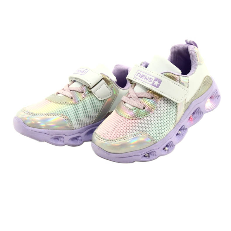 ADI Sports Shoes LED Glowing Velcro News 22DZ32-4837 Lila-Blanco violeta rosado plata 2