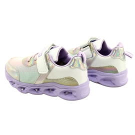 ADI Sports Shoes LED Glowing Velcro News 22DZ32-4837 Lila-Blanco violeta rosado plata 4