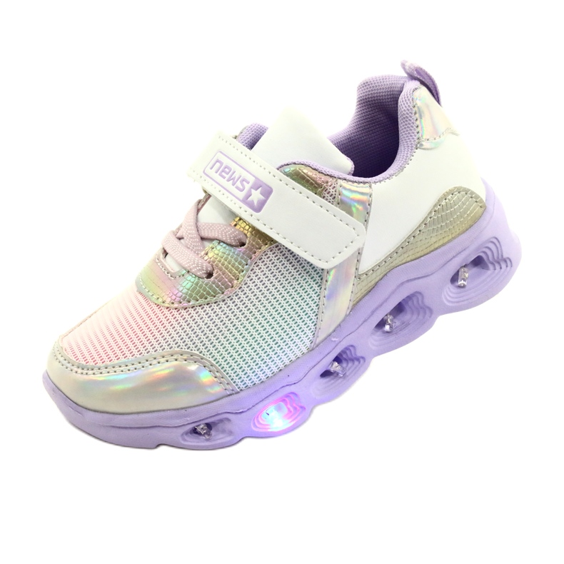 ADI Sports Shoes LED Glowing Velcro News 22DZ32-4837 Lila-Blanco violeta rosado plata 3