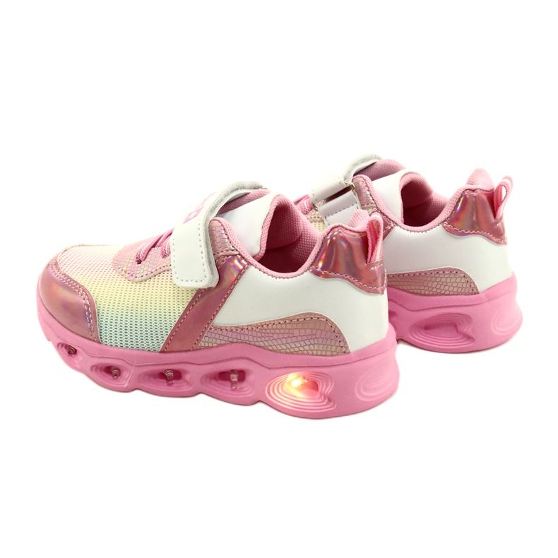 ADI Sports Shoes LED Glowing Velcro News 22DZ32-4837 Rosa / Blanco rosado 5