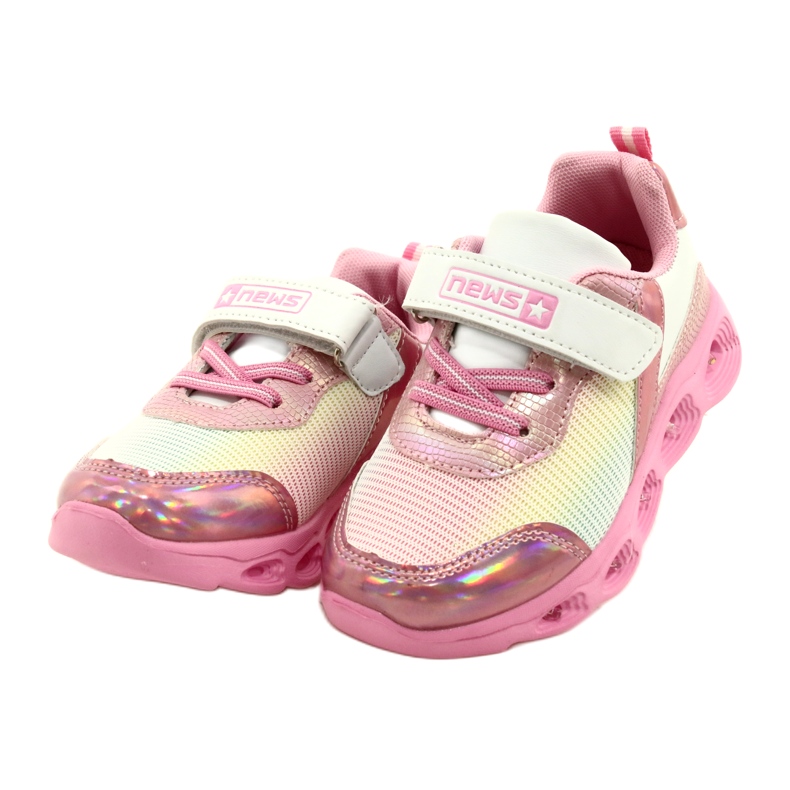 ADI Sports Shoes LED Glowing Velcro News 22DZ32-4837 Rosa / Blanco rosado 2