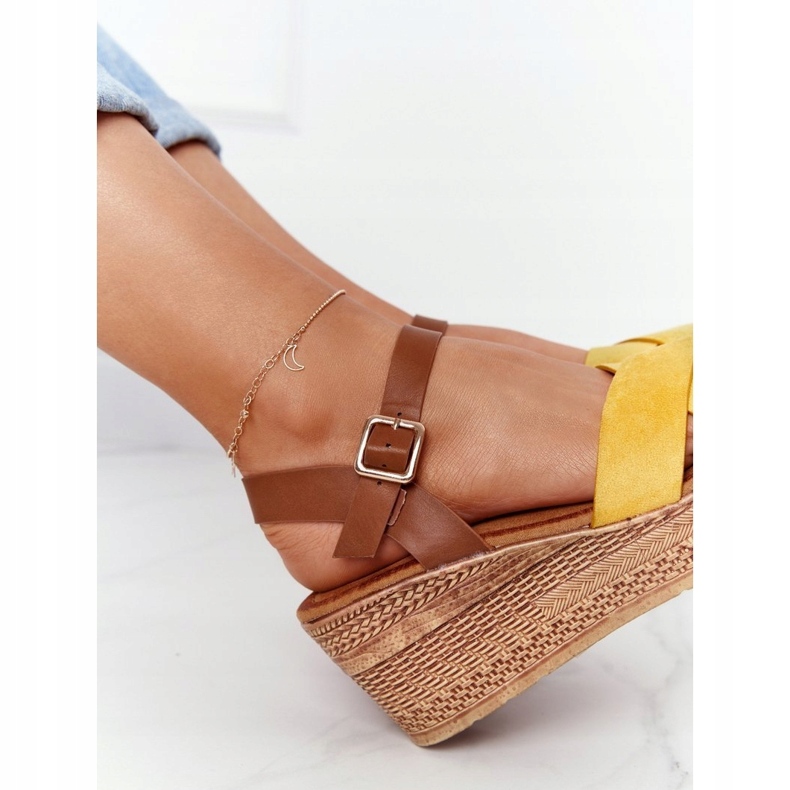 Sandalias Amarillas Con Cuña S.Barski GD-38 marrón amarillo 4