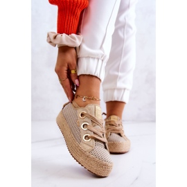 Sneakers Mujer Trenzadas Big Star JJ274392 Beige y Dorado 1