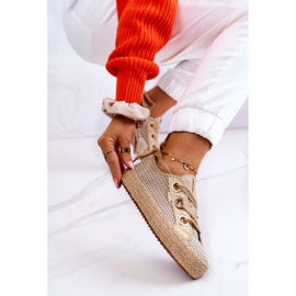 Sneakers Mujer Trenzadas Big Star JJ274392 Beige y Dorado 3