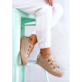 Sneakers Mujer Trenzadas Big Star JJ274392 Beige y Dorado 4