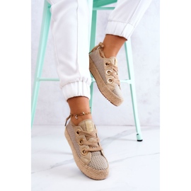 Sneakers Mujer Trenzadas Big Star JJ274392 Beige y Dorado 6
