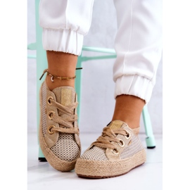 Sneakers Mujer Trenzadas Big Star JJ274392 Beige y Dorado 7