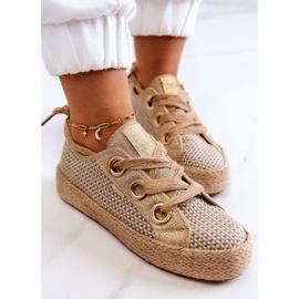 Sneakers Mujer Trenzadas Big Star JJ274392 Beige y Dorado 9
