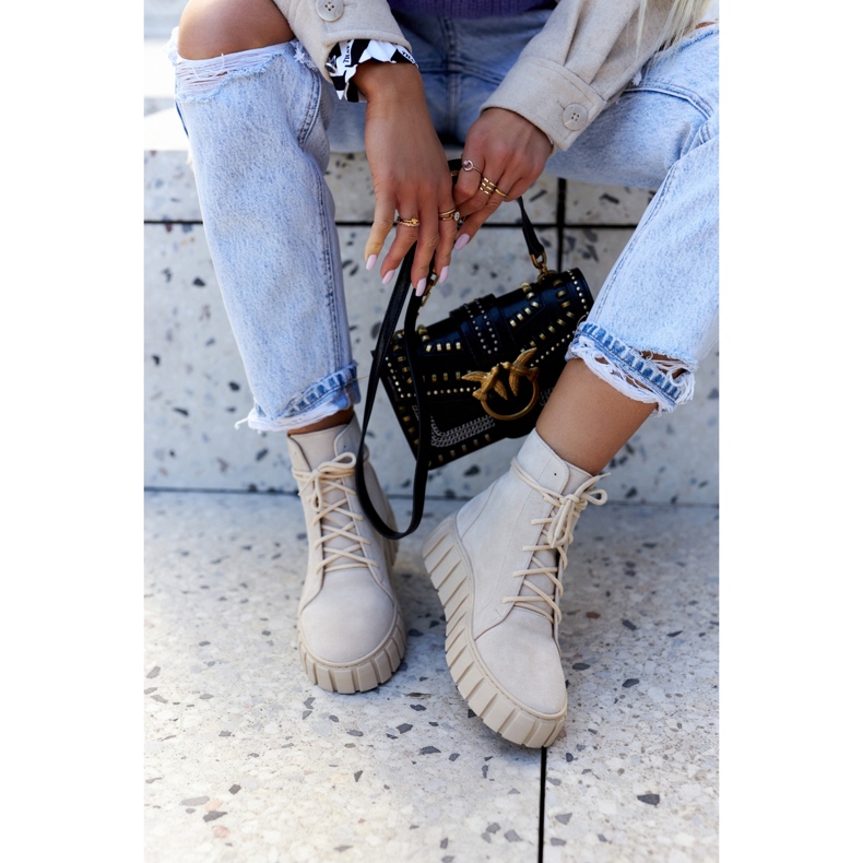 Botas Ante Plataforma Lewski Shoes 3177 Beige claro 1