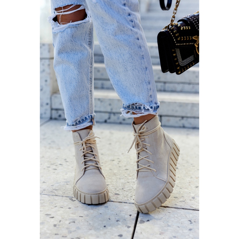 Botas Ante Plataforma Lewski Shoes 3177 Beige claro 2