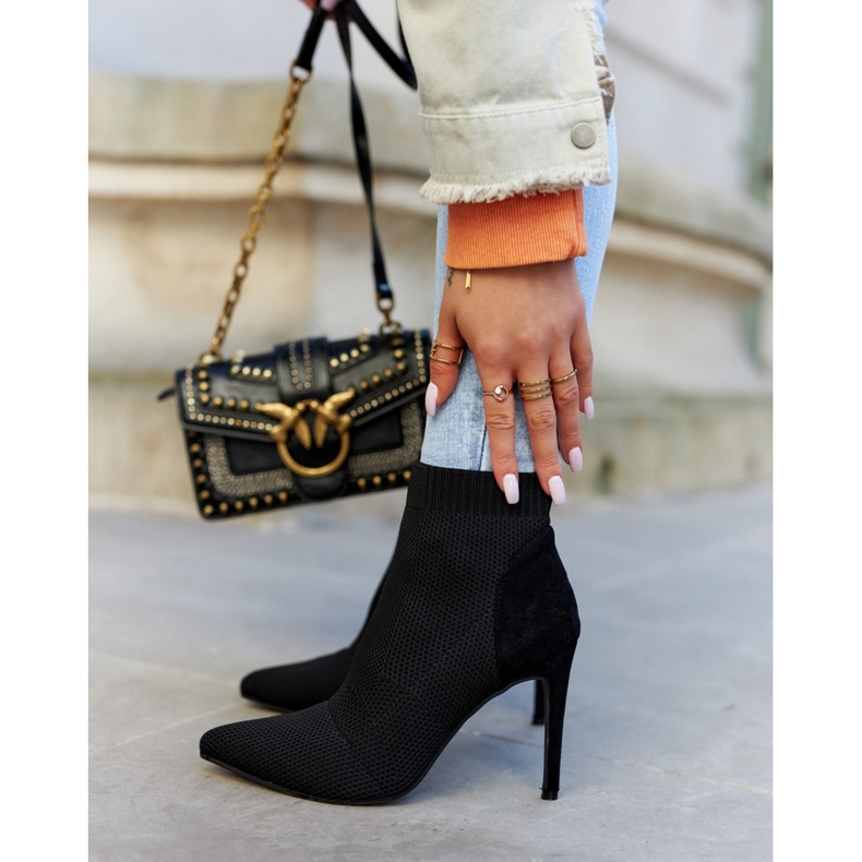 S.Barski Botas De Mujer Con Un Calcetín En Un Tacón Alto Negro Anoche 2