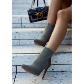 S.Barski Botas De Mujer Con Un Calcetín En Un Tacón Alto De Color Caqui Anoche marrón verde 2 S.Barski Botas De Mujer Con Un Calcetín En Un Tacón Alto De Color Caqui Anoche marrón verde 2