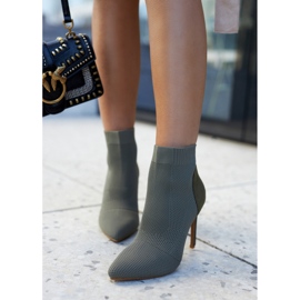 S.Barski Botas De Mujer Con Un Calcetín En Un Tacón Alto De Color Caqui Anoche marrón verde 5