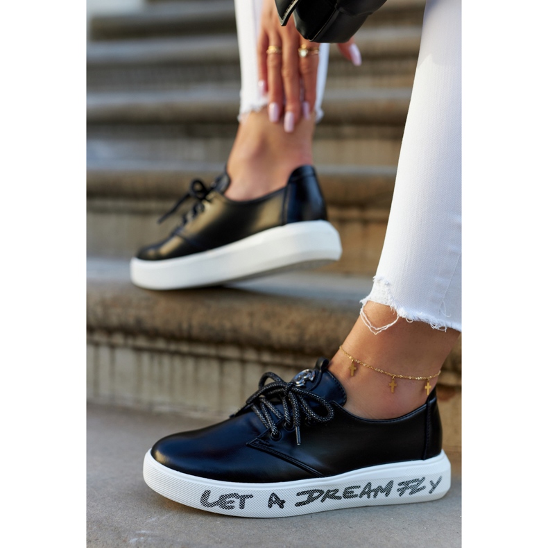 S.Barski Deportivas De Mujer De Piel Con Adorno Carrey Negro 1