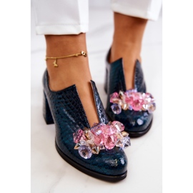 PA2 Brogues de cuero con estampado de cocodrilo y decoración verde Delaver 6