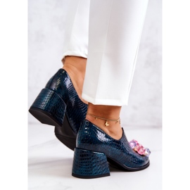PA2 Brogues de cuero con estampado de cocodrilo y decoración verde Delaver 5