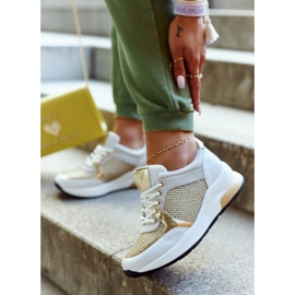 Vinceza Zapatos deportivos de moda Zapatillas de mujer Blanco y dorado Danielle 2