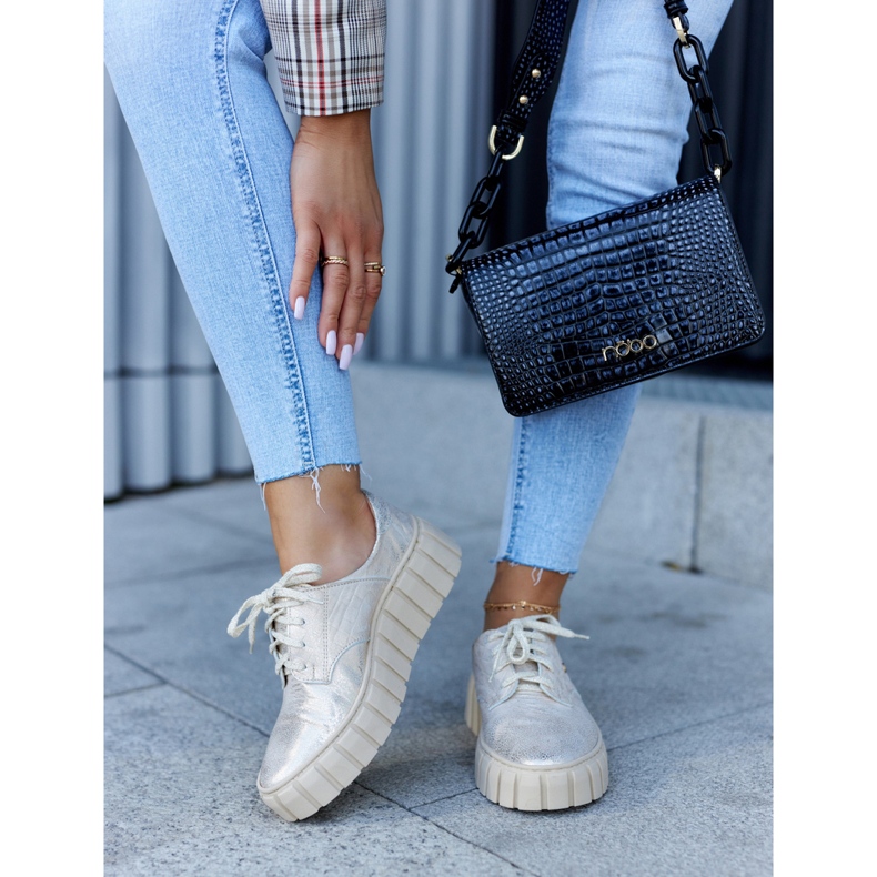 Lemar Brogues de cuero en la plataforma Hypnosis Beige-Gold dorado 1