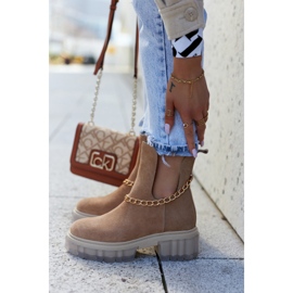 Botines De Ante De Moda Con Corte Camel Forget Me marrón 2