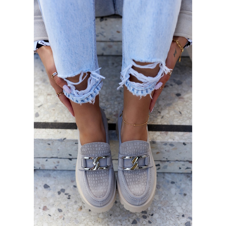 La.Fi Mocasines De Ante De Moda Gris Claro Rayhan 1