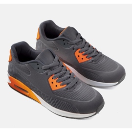 Zapatillas deportivas grises con inserciones Lenard de neón naranja 1