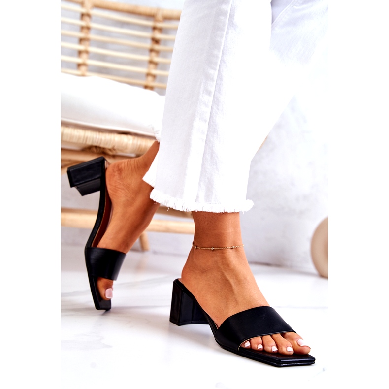 FJ1 Sandalias Tacón Netty Cuero Negro 3