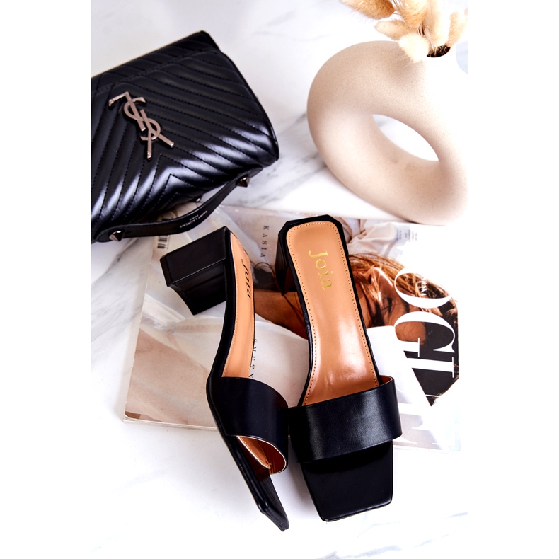 FJ1 Sandalias Tacón Netty Cuero Negro 4