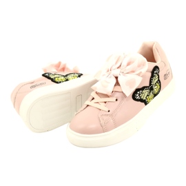 Zapatillas de deporte de deportes rosa de chicas con arco y mariposa American Club ES64 3