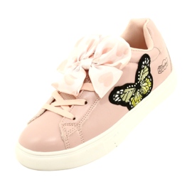 Zapatillas de deporte de deportes rosa de chicas con arco y mariposa American Club ES64 4